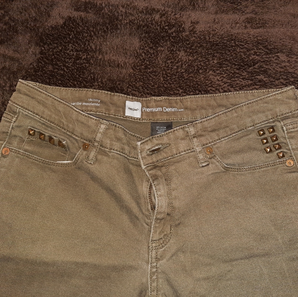 Army green skinny jeans